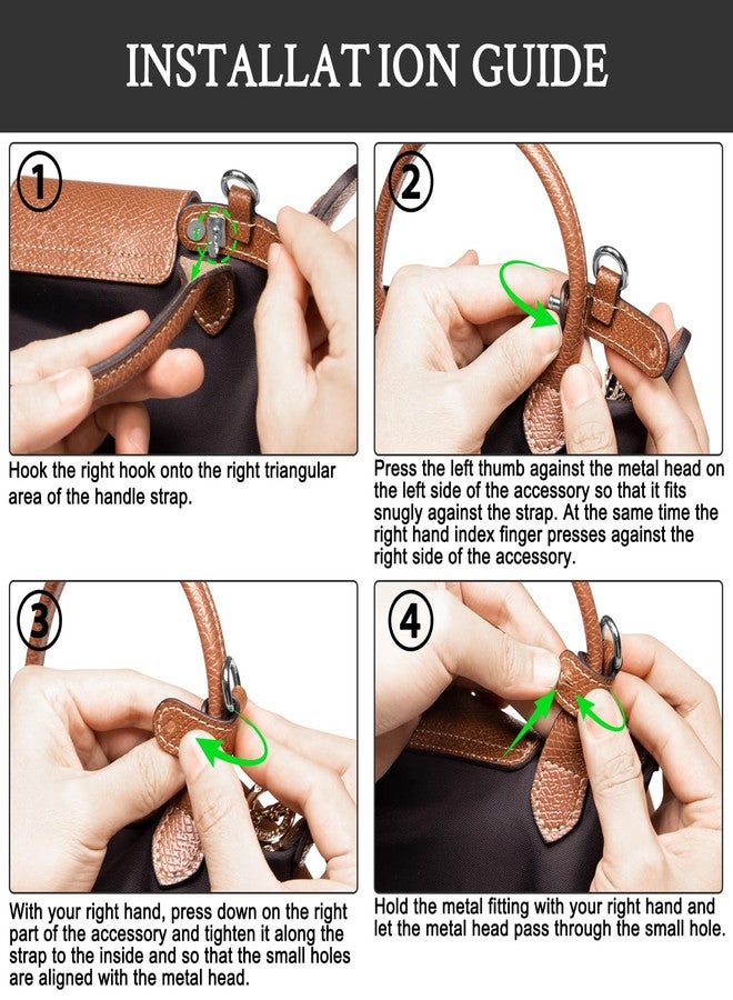 SOPROM Crossbody Strap for Longchamp Pouch with Handle Mini Bag Adjustable Conversion Replacement Kit for Long Champ(Width:11mm,Color:Brown&Silver) - Image 3